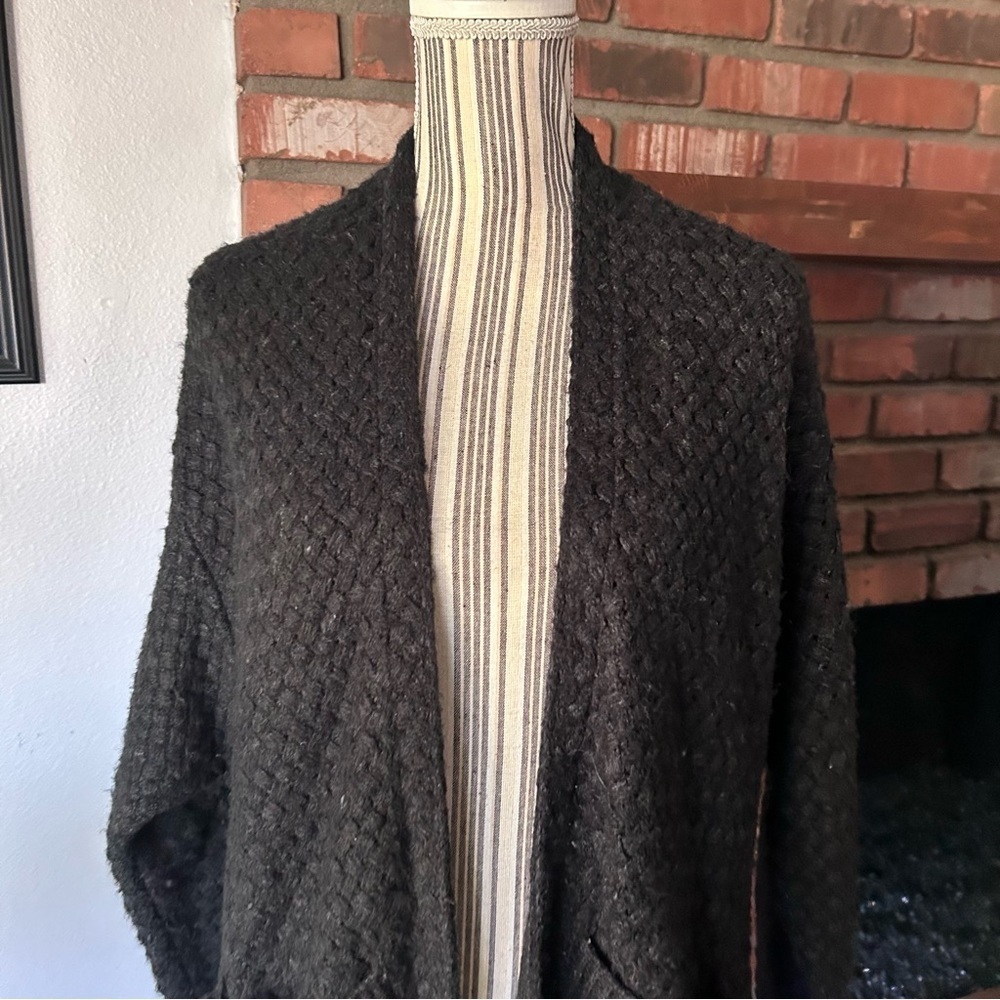 Anthropologie Honeycomb Cardigan Duster in Black Sz S - Picture 2 of 7